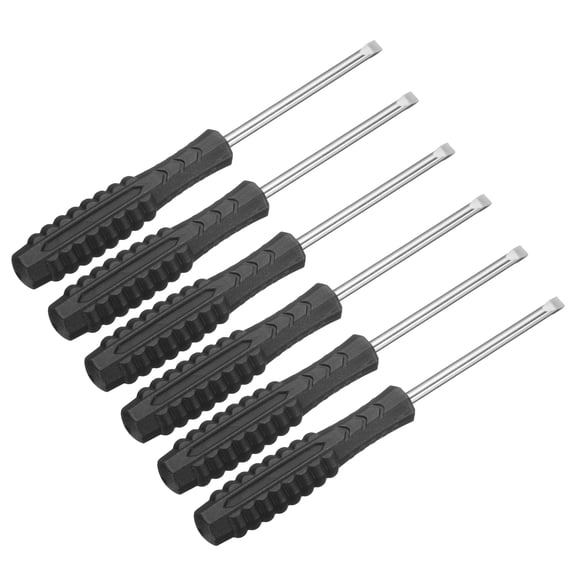 Uxcell 6pcs Mini Slotted Screwdriver 3.0mm 98mm Length Micro Precision Flat Head Screw Driver with Non-Slip Handle for Watch Eyeglasses Electronics Small Appliances Repair