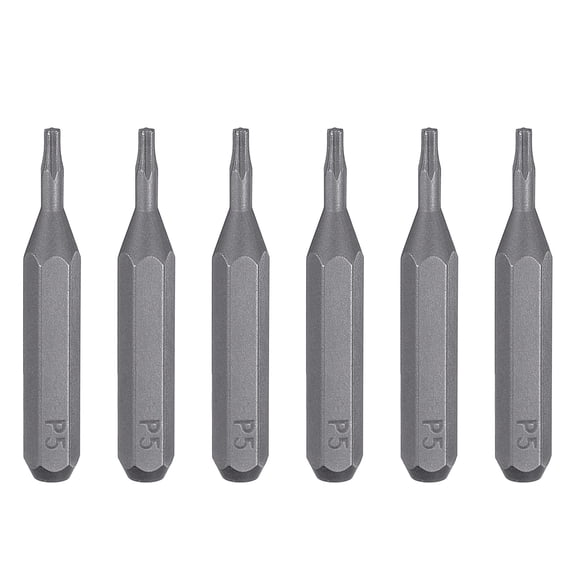Uxcell 6pcs P5 Pentagon Screwdriver Bit 5/32" Hex Shank 28mm/1.1" Length Magnetic 5 Point Head S2 Steel Screw Driver Bit for Precision Repair