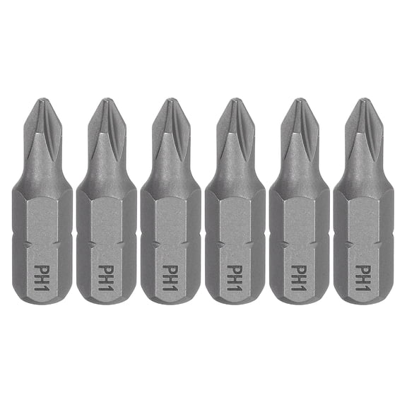 Uxcell 6pcs PH1 Phillips Screwdriver Bit 1/4" Hex Shank 25mm/1" Length Magnetic Cross Head S2 Steel Screw Driver Bit for Precision Repair