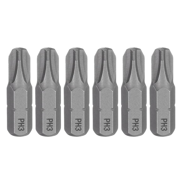 Uxcell 6pcs PH3 Phillips Screwdriver Bit 1/4" Hex Shank 25mm/1" Length Magnetic Cross Head S2 Steel Screw Driver Bit for Precision Repair