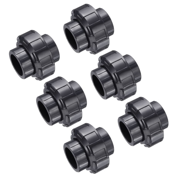 Uxcell 6Pcs Union Pipe Fittings 1" Slip Union Coupling Pipe Fitting, Dark Grey