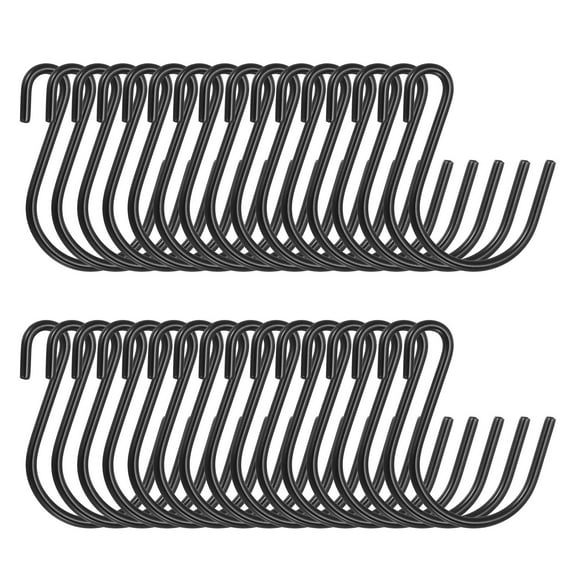 Uxcell 6pcs S Hooks 9.8" Iron Hanging S Shaped Hooks Small Closet Rod Hooks, Black