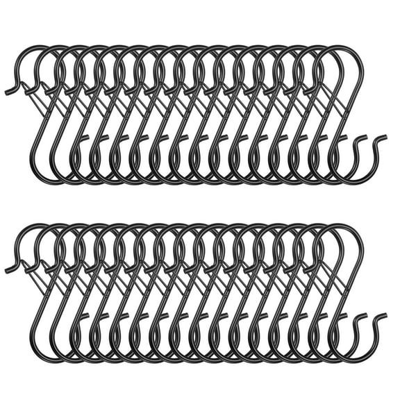 Uxcell 6pcs S Hooks 9.8" Iron Hanging S Shaped Hooks Small Closet Rod Hooks, Black