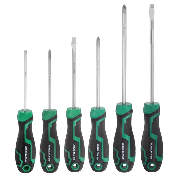 Uxcell 6pcs SL3+SL5+SL6+PH0+PH1+PH2 Screwdriver Set S2 Steel Magnetic Phillips and Slotted Screwdrivers for Fastening Loosening DIY Repairing