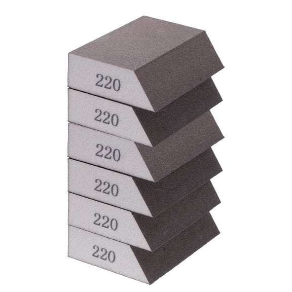 Uxcell 6pcs Sanding Sponge Blocks 220# (1000 Grit) Sanding Sponge with Angled Edge 4"x2.8"x1", Washable and Reusable Foam Sanding Block for Polishing Kitchen Metal Wood Drywall Home