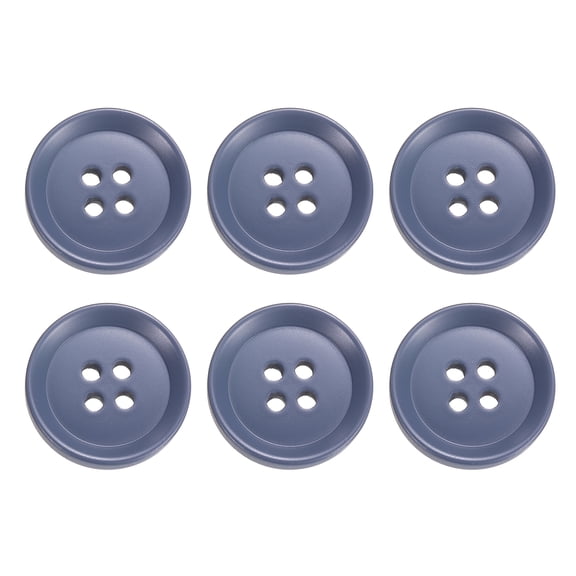 Uxcell 6pcs Sewing Button 20m 4 Holes Resin Round Craft Buttons, Blue