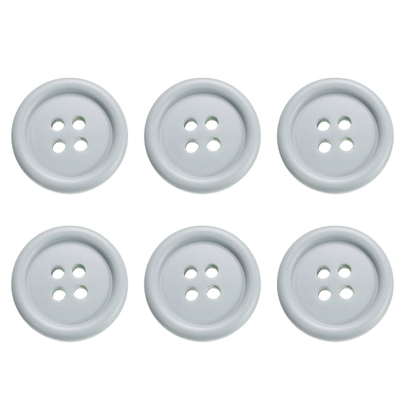 Uxcell 6pcs Sewing Button 20m 4 Holes Resin Round Craft Buttons, White Grey