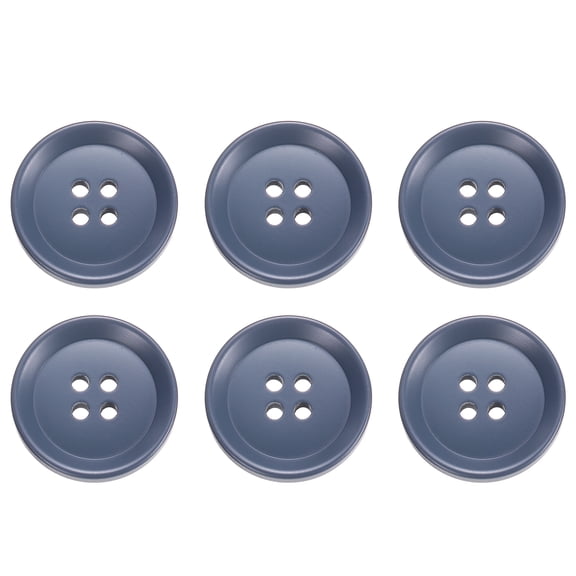 Uxcell 6pcs Sewing Button 23m 4 Holes Resin Round Craft Buttons, Blue