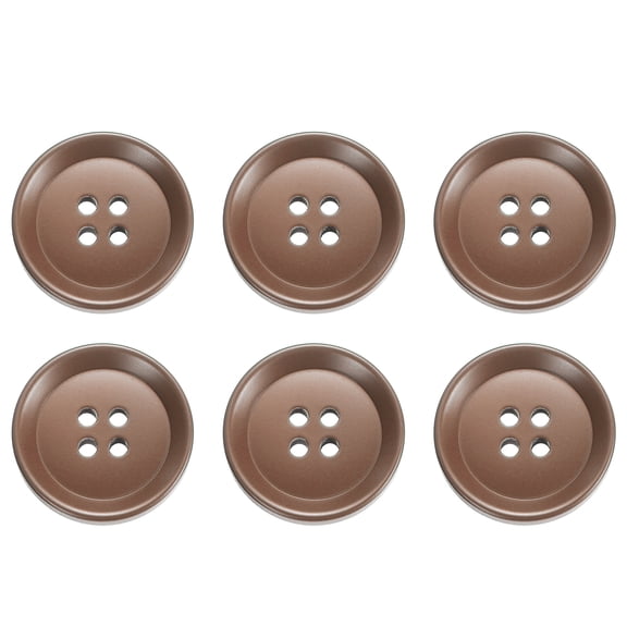 Uxcell 6pcs Sewing Button 23m 4 Holes Resin Round Craft Buttons, Brown