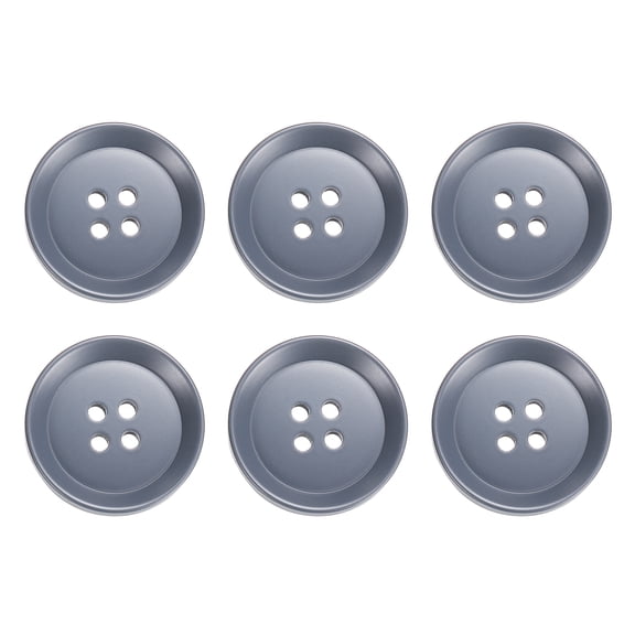 Uxcell 6pcs Sewing Button 30m 4 Holes Resin Round Craft Buttons, Grey