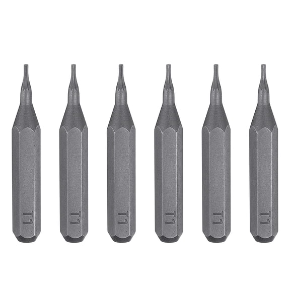 Uxcell 6pcs T1 Torx Screwdriver Bit 5/32" Hex Shank 28mm/1.1" Length Magnetic Star 6 Point Head S2 Steel Screw Driver Bit for Precision Repair