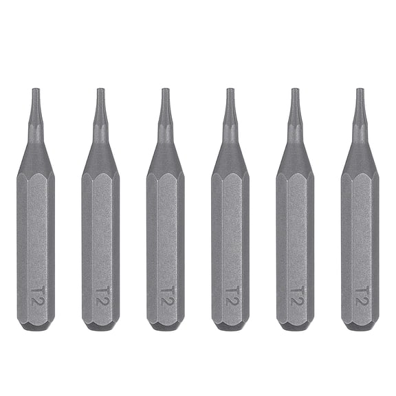 Uxcell 6pcs T2 Torx Screwdriver Bit 5/32" Hex Shank 28mm/1.1" Length Magnetic Star 6 Point Head S2 Steel Screw Driver Bit for Precision Repair