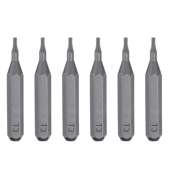Uxcell 6pcs T3 Torx Screwdriver Bit 5/32" Hex Shank 28mm/1.1" Length Magnetic Star 6 Point Head S2 Steel Screw Driver Bit for Precision Repair
