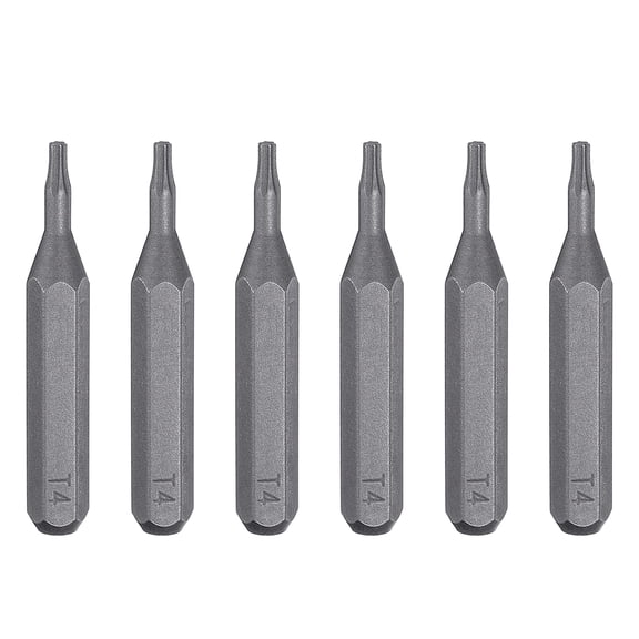 Uxcell 6pcs T4 Torx Screwdriver Bit 5/32" Hex Shank 28mm/1.1" Length Magnetic Star 6 Point Head S2 Steel Screw Driver Bit for Precision Repair
