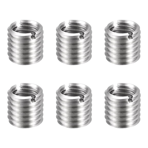 Uxcell 6pcs Thread Repair Inserts M12 x 1.75 Male to M10 x 1.5 Female Thread 12mm Long Stainless Steel Reducing Nuts Metric Self Tapping Sleeves