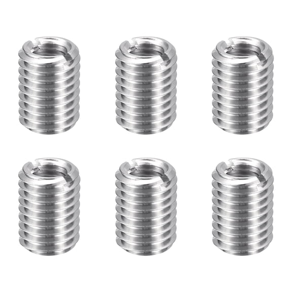 Uxcell 6pcs Thread Repair Inserts M12 x 1.75 Male to M8 x 1.25 Female Thread 15mm Long Stainless Steel Reducing Nuts Metric Self Tapping Sleeves