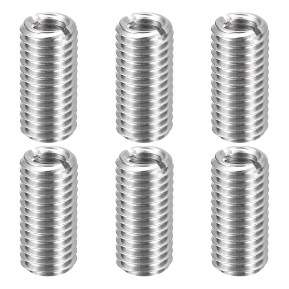 Uxcell 6pcs Thread Repair Inserts M12 x 1.75 Male to M8 x 1.25 Female Thread 25mm Long Stainless Steel Reducing Nuts Metric Self Tapping Sleeves