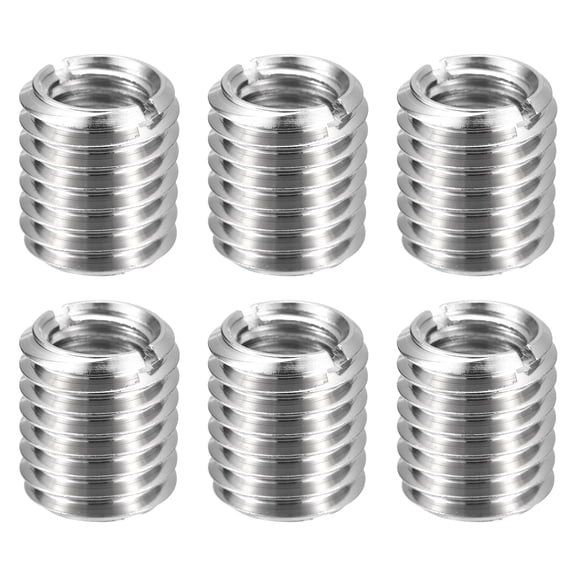 Uxcell 6pcs Thread Repair Inserts M14 x 2 Male to M10 x 1.5 Female Thread 16mm Long Stainless Steel Reducing Nuts Metric Self Tapping Sleeves