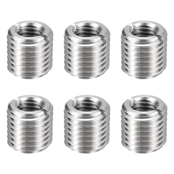 Uxcell 6pcs Thread Repair Inserts M16 x 2 Male to M10 x 1.5 Female Thread 15mm Long Stainless Steel Reducing Nuts Metric Self Tapping Sleeves
