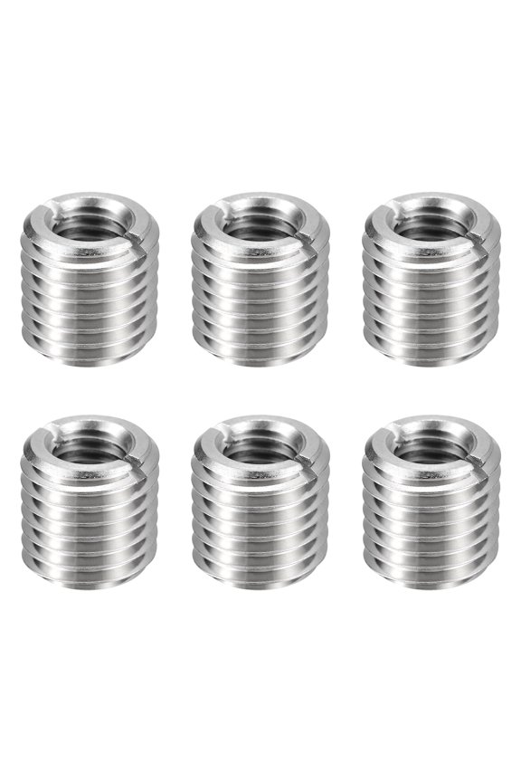6pcs Thread Repair Inserts M16 x 2 Male to M10 x 1.5 Female Thread 15mm Long Stainless Steel Reducing Nuts Metric Self Tapping Sleeves