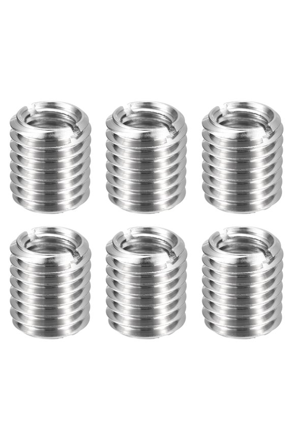 6pcs Thread Repair Inserts M16 x 2 Male to M10 x 1.5 Female Thread 20mm Long Stainless Steel Reducing Nuts Metric Self Tapping Sleeves