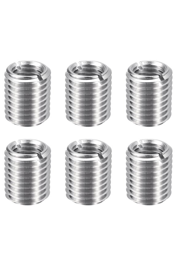 6pcs Thread Repair Inserts M16 x 2 Male to M12 x 1.75 Female Thread 20mm Long Stainless Steel Reducing Nuts Metric Self Tapping Sleeves