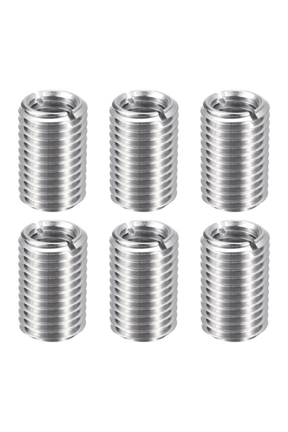 6pcs Thread Repair Inserts M16 x 2 Male to M12 x 1.75 Female Thread 28mm Long Stainless Steel Reducing Nuts Metric Self Tapping Sleeves
