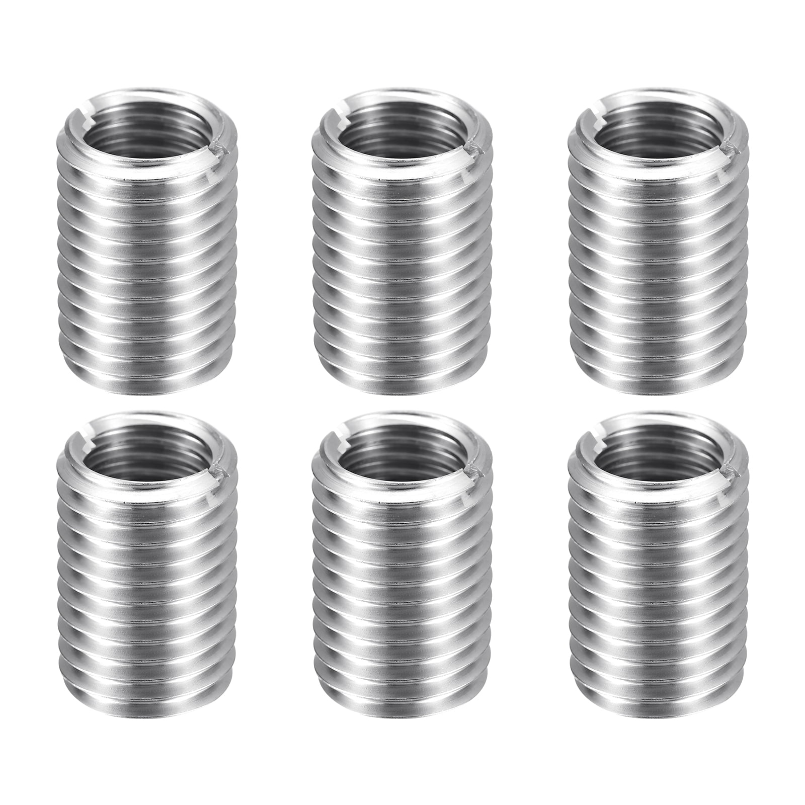 Uxcell 6pcs Thread Repair Inserts M20 x 2.5 Male to M16 x 2 Female Thread 30mm Long Stainless Steel Reducing Nuts Metric Self Tapping Sleeves