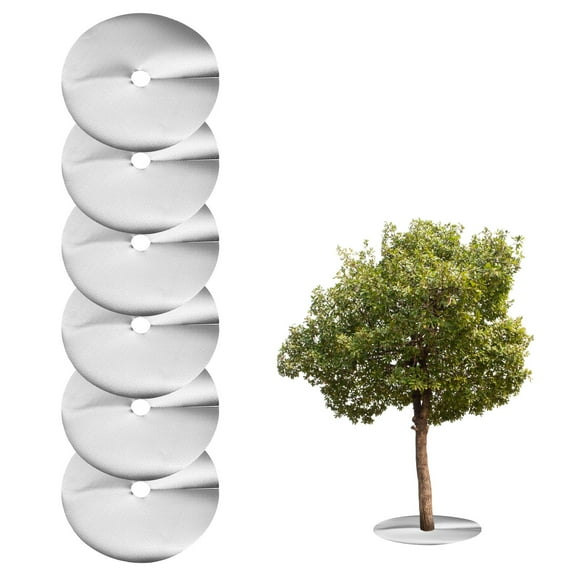 Uxcell 6pcs Tree Mulch Ring 9.8 Inch Non-Woven Round Tree Protector Weed Barrier Mat Plant Cover Rings for Weed Grass Control Root Protection, Silver