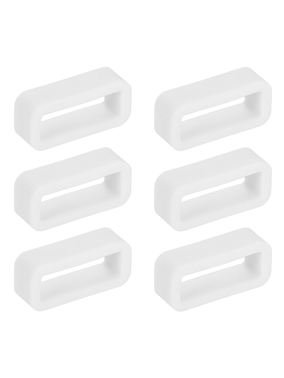 6pcs Watch Band Loops 14mm Silicone Watch Band Keeper Replacement Watch Strap Holder Retainer Wristwatch Strap Fastener Rings, White