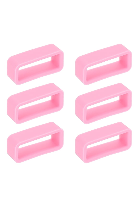 6pcs Watch Band Loops 16mm Silicone Watch Band Keeper Replacement Watch Strap Holder Retainer Wristwatch Strap Fastener Rings, Dark Pink