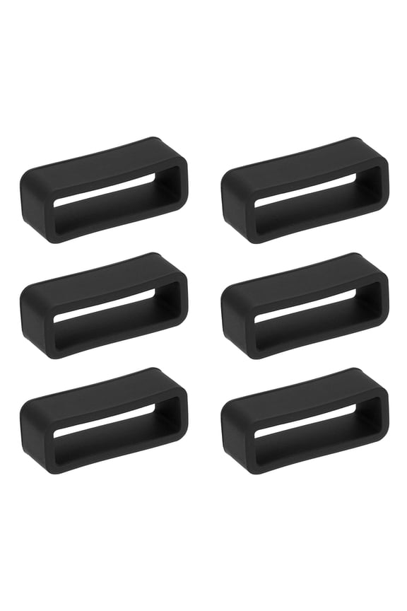 6pcs Watch Band Loops 20mm Silicone Watch Band Keeper Replacement Watch Strap Holder Retainer Wristwatch Strap Fastener Rings, Black