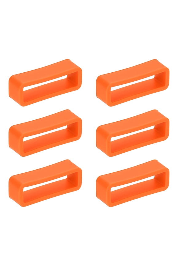 6pcs Watch Band Loops 22mm Silicone Watch Band Keeper Replacement Watch Strap Holder Retainer Wristwatch Strap Fastener Rings, Orange