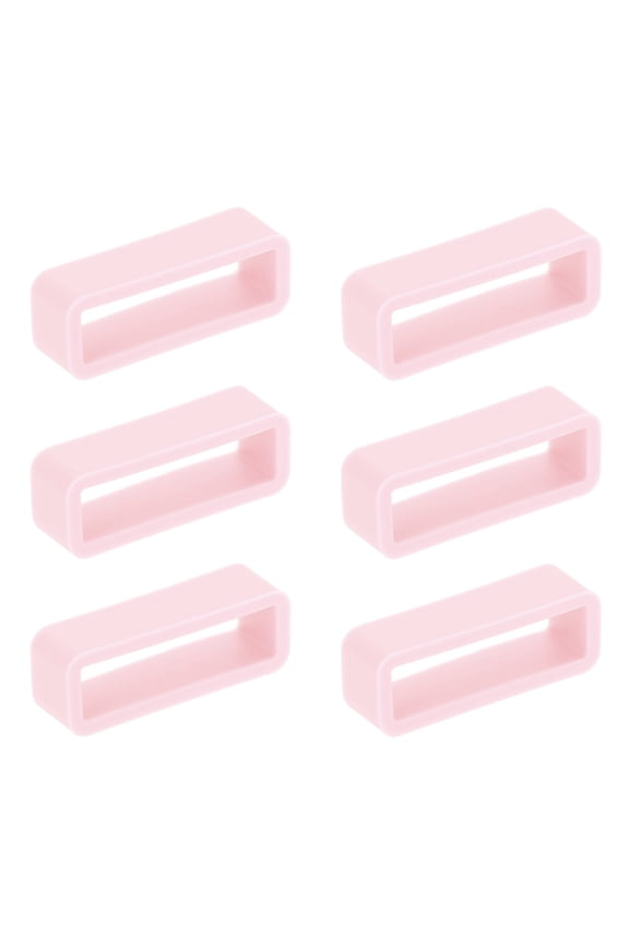 6pcs Watch Band Loops 22mm Silicone Watch Band Keeper Replacement Watch Strap Holder Retainer Wristwatch Strap Fastener Rings, Pink