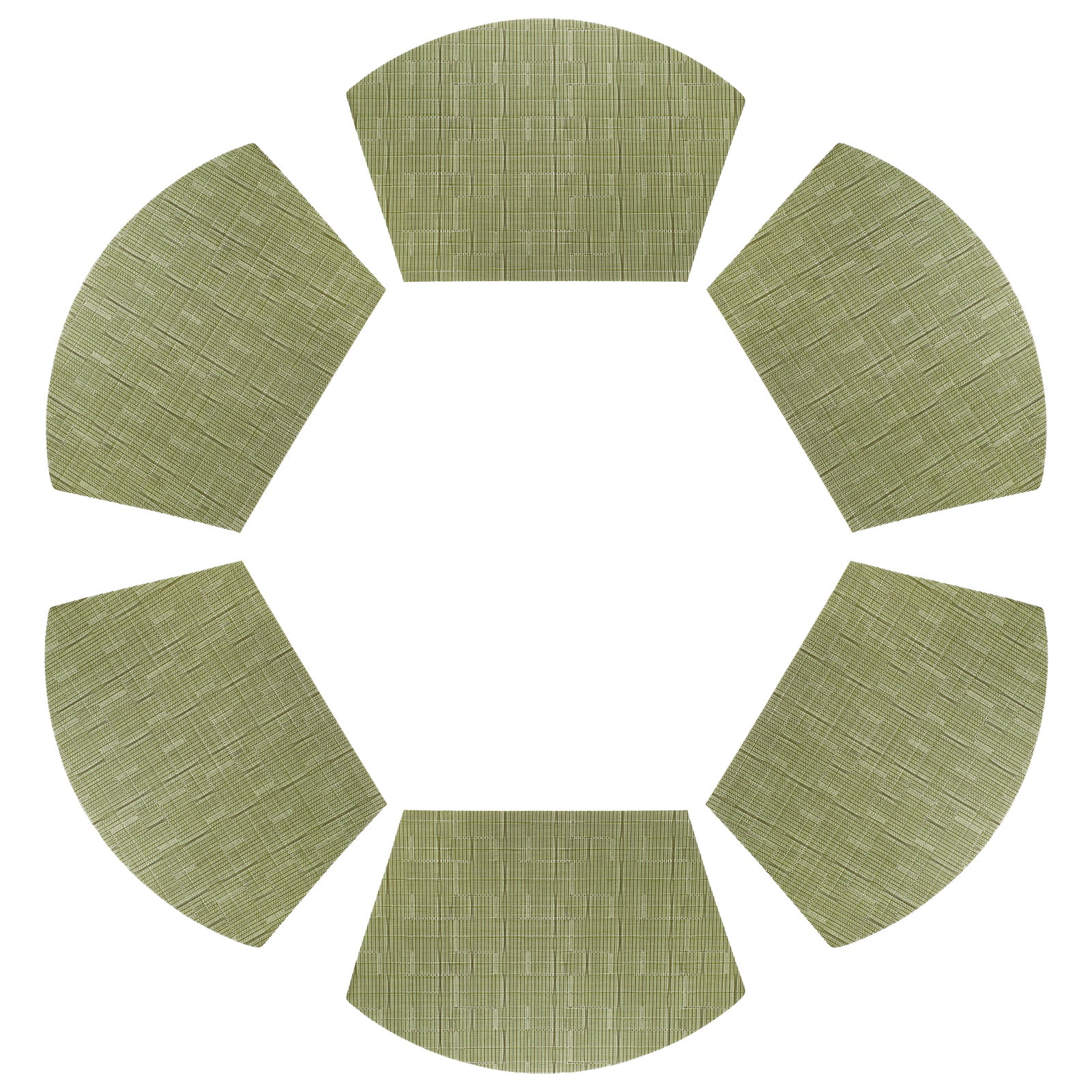 Uxcell 6pcs Wedge Placemats 18" x 12" Woven Vinyl Round Table Placemats, Green