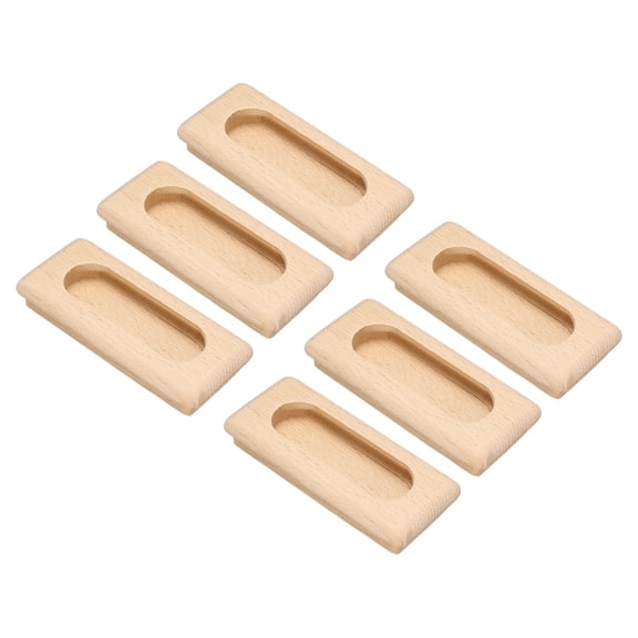 Uxcell 6pcs Wood Recessed Concealed Handle 3.46"x1.38"x0.59" Door Pulls Rectangle