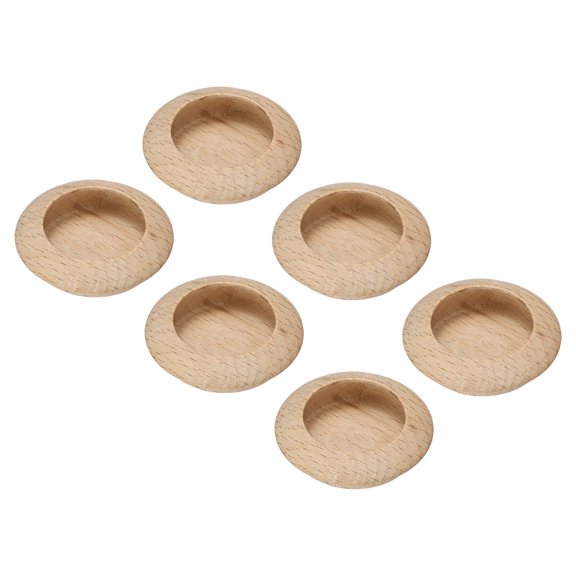Uxcell 6pcs Wood Recessed Concealed Handle 3.46"x1.5"x0.59" Painted Pulls Rectangle