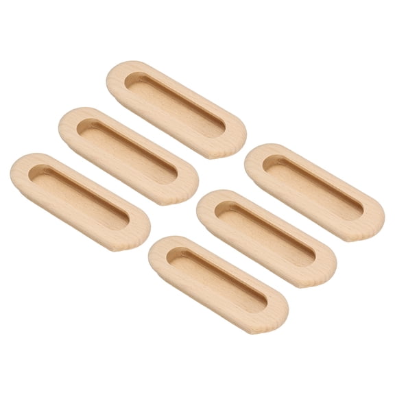 Uxcell 6pcs Wood Recessed Concealed Handle 4.33"x1.93"x0.71" Door Pulls Rectangle