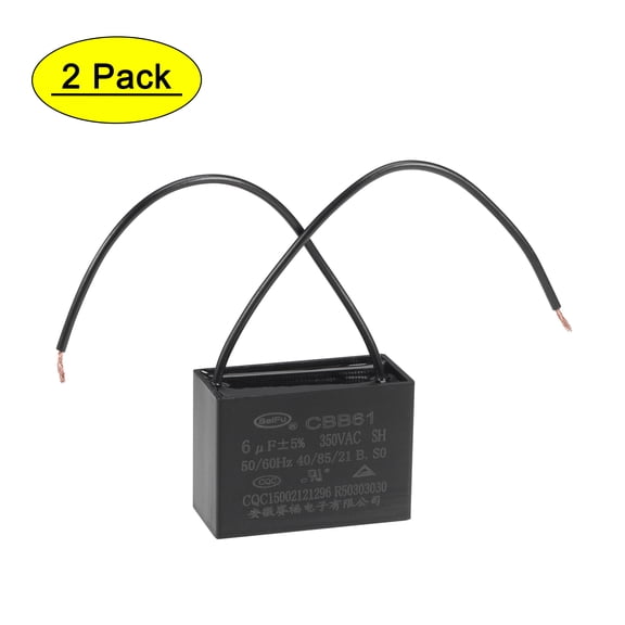 Uxcell 6uF 350V AC 2 Wires CBB61 Ceiling Fan Capacitors 2 Pack