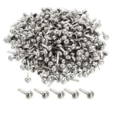 Uxcell 6x12mm Mini Brads Round Paper Fasteners for Art Crafting, Silver Tone 500pack