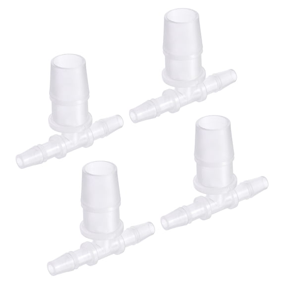 Uxcell 6x14x6mm OD PP Reducing Barb Hose Fitting Tee T Shape 3 Way Pipe Connector, Translucent 4 Pack