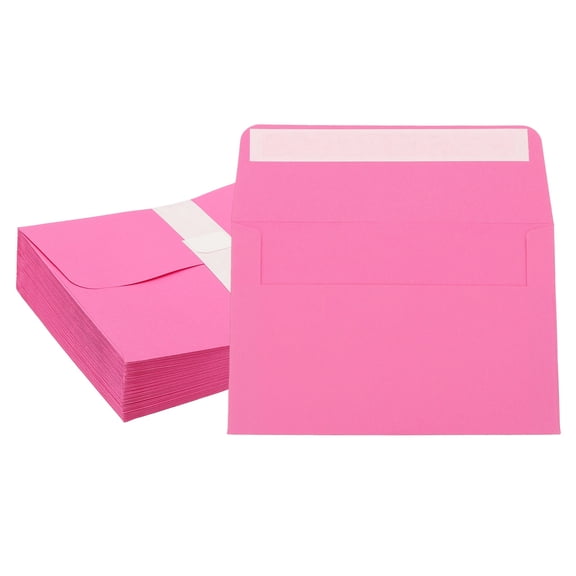 Uxcell 6x4 Inch Invitation Envelopes, 50 Pcs Flat-Flap Card Sleeves for Mailing, Rose Red