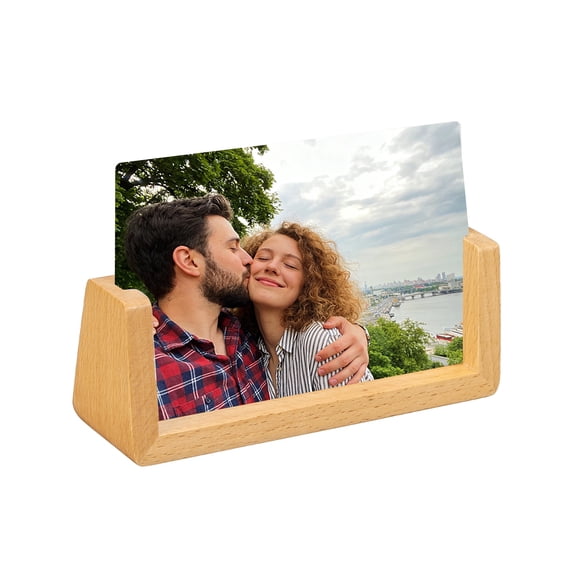 Uxcell 6x4 Inch Wooden Photo Frames with Base, Horizontal Rustic Wooden Picture Frames Acrylic Glass Covers for Home Decor Tabletop Desktop Display Menu Holder, Wood Color