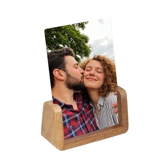 Uxcell 6x4 Inch Wooden Photo Frames with Base, Vertical Rustic Wooden Picture Frames Acrylic Glass Covers for Home Decor Tabletop Desktop Display Menu Holder, Walnut Color