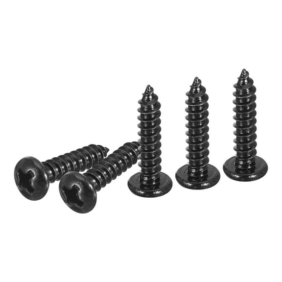 Uxcell #6x5/8" Black Screws - 50Pack - 304 Stainless Steel Pan Head Phillips Screw