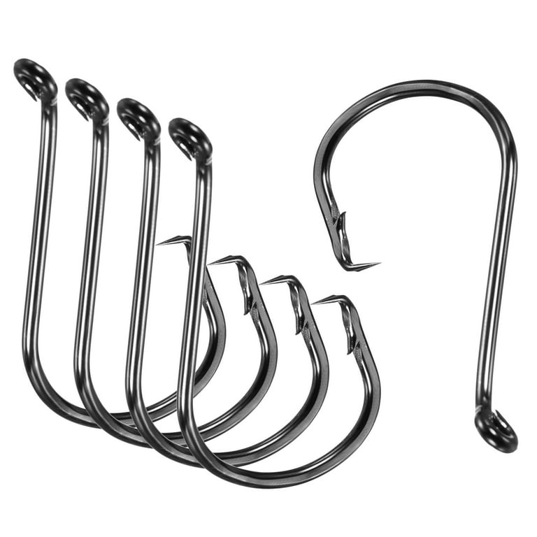 Uxcell 7/0# Carbon Steel Offset Hook Fishing Circle Hooks with Barbs, Black  100 Pack