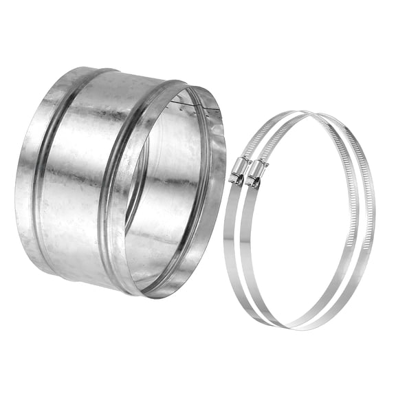 Uxcell 7.1" Duct Connector, 1 Set Galvanized Iron Duct Coupling Vent Coupler Dryer Pipe Coupling Hose Extension Connector with Duct Clamps for HVAC Exhaust Fan Vent Systems, 4" Long