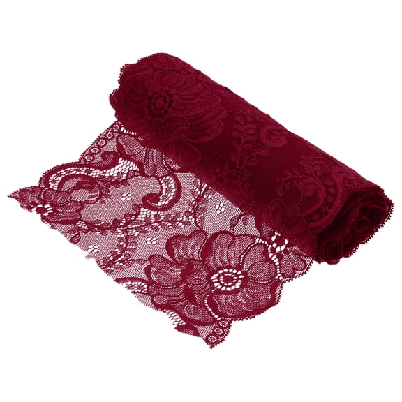 Uxcell 7.1 Inch Wide 2 Yard Lace Ribbon Floral Pattern Burgundy Lace Trim Ribbon for DIY Crafts, Gift Wrapping, Bouquets, Wedding Decor, and Sewing Making