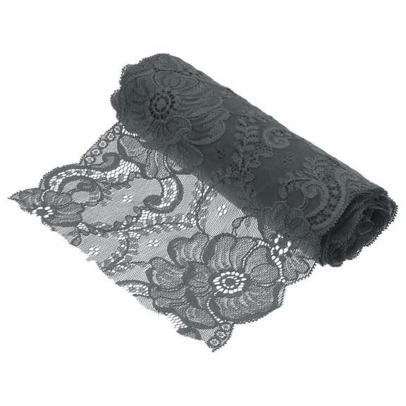Uxcell 7.1 Inch Wide 2 Yard Lace Ribbon Floral Pattern Dark Gray Lace Trim Ribbon for DIY Crafts, Gift Wrapping, Bouquets, Wedding Decor, and Sewing Making