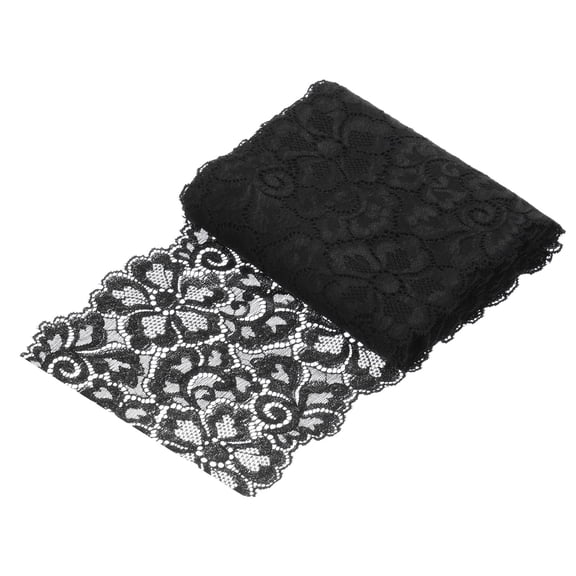 Uxcell 7.1 Inch Wide 5 Yard Lace Ribbon Floral Pattern,Black Lace Trim Ribbon for Sewing Making